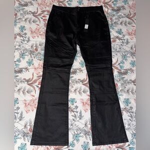 Fashion Nova - Beg For Me Coated Stacked Skinny Flare Pants - Size 36